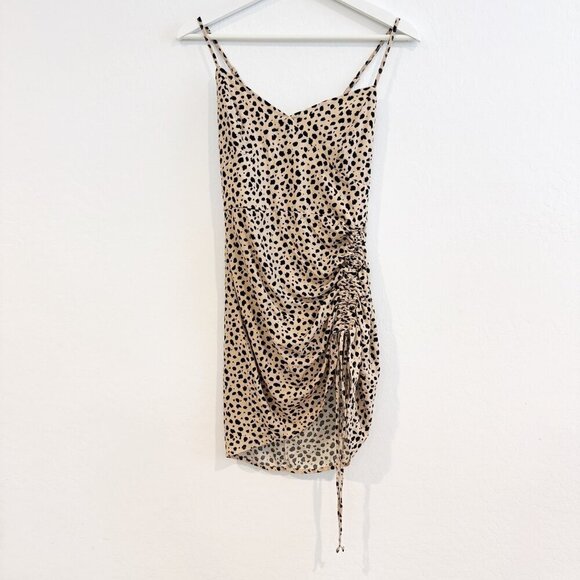 Lottie Miss x Pacsun Leopard Print Crepe Ruched Tie Mini Dress Party Clubwear XS - Picture 3 of 12